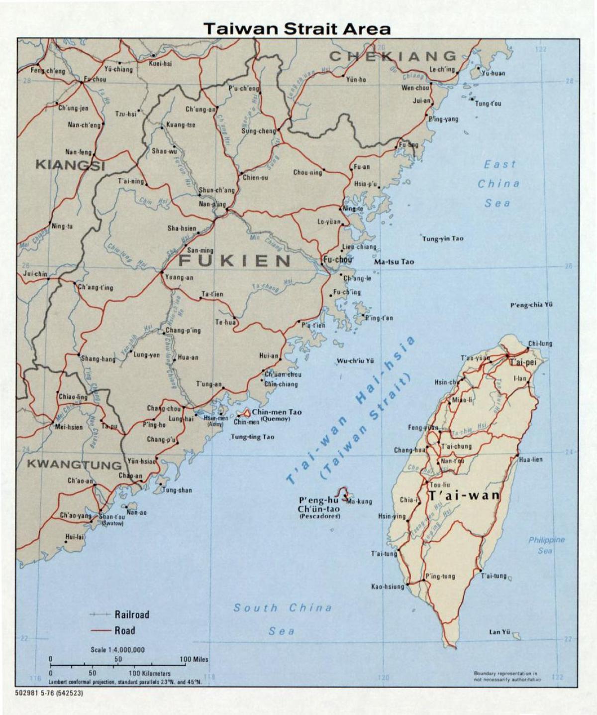 Mapa del estrecho de Taiwán