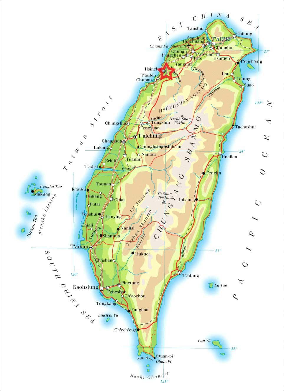 Mapa de hsinchu Taiwán