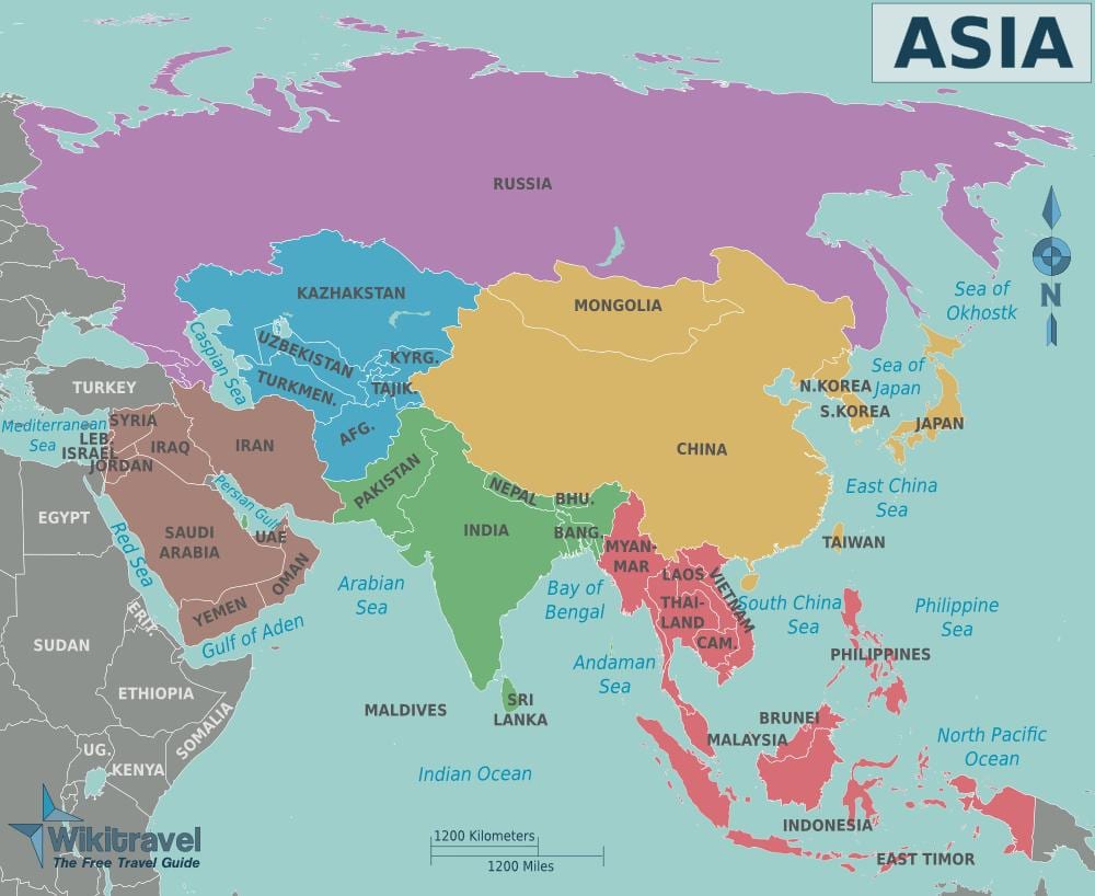Mapa de Taiwán y los países vecinos