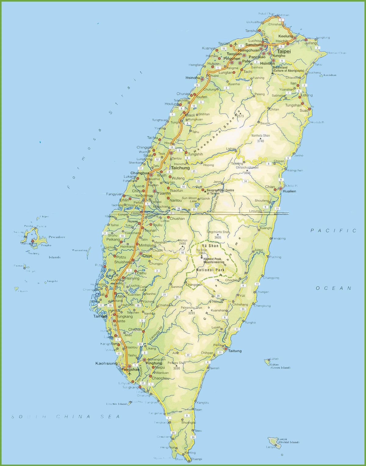 Mapa de Taiwán acampar