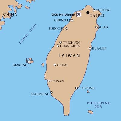 Taiwán aeropuerto internacional de mapa