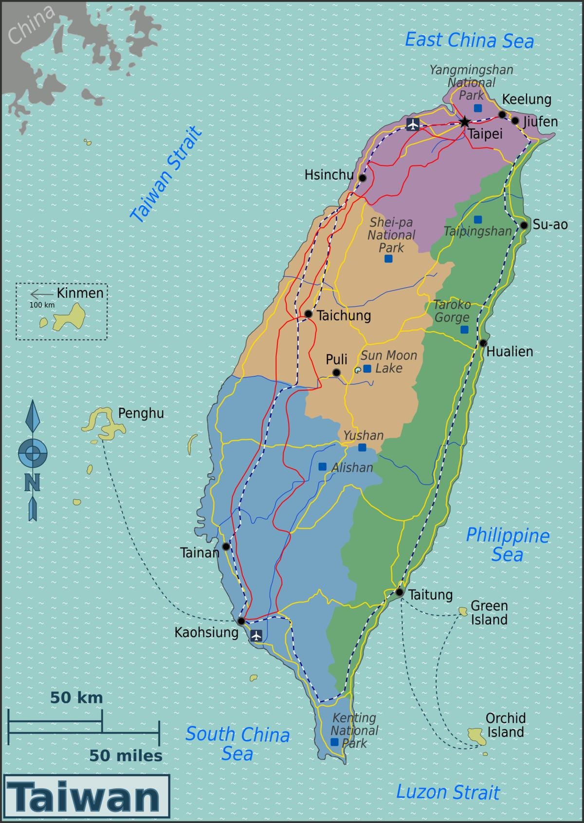 Taiwán atracciones turísticas mapa