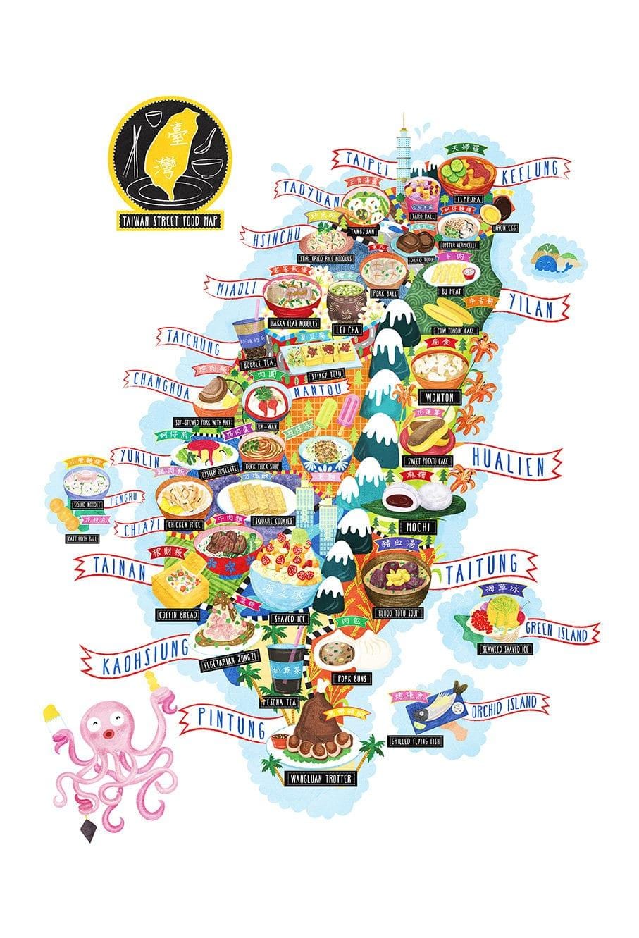 Mapa de Taiwán de alimentos