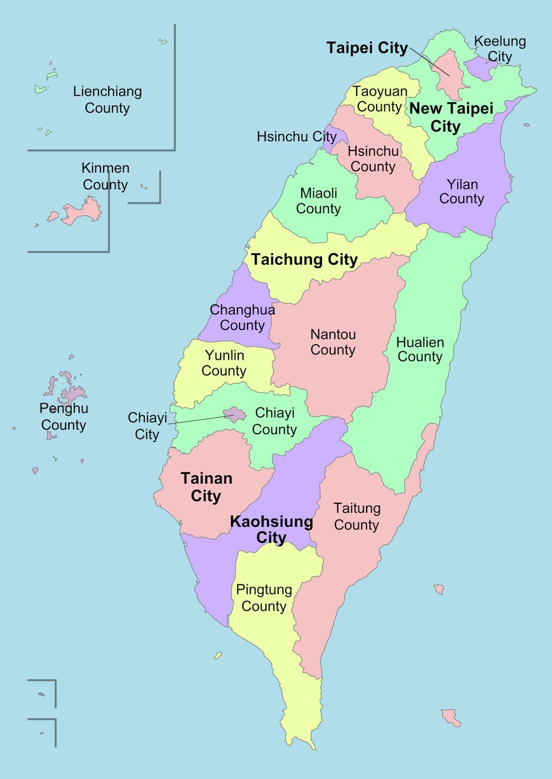 Mapa de condado de Taiwán 