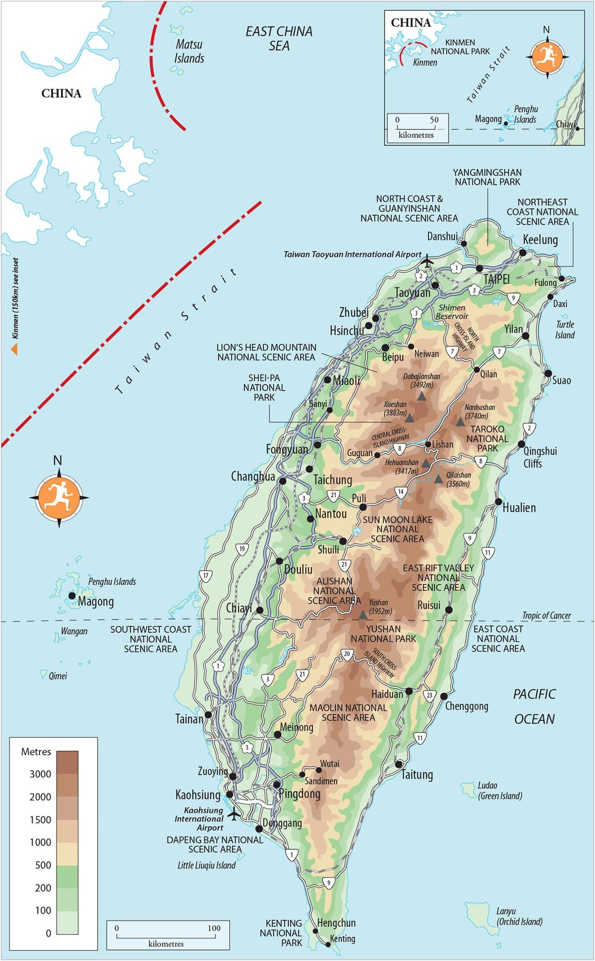 Mapa de Taiwán lugares de interés