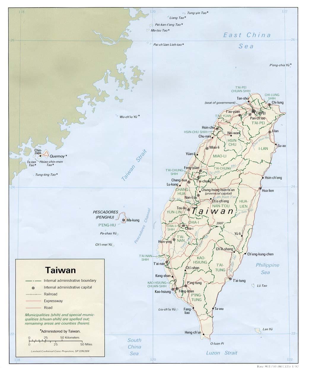 Taiwán mapa de transporte