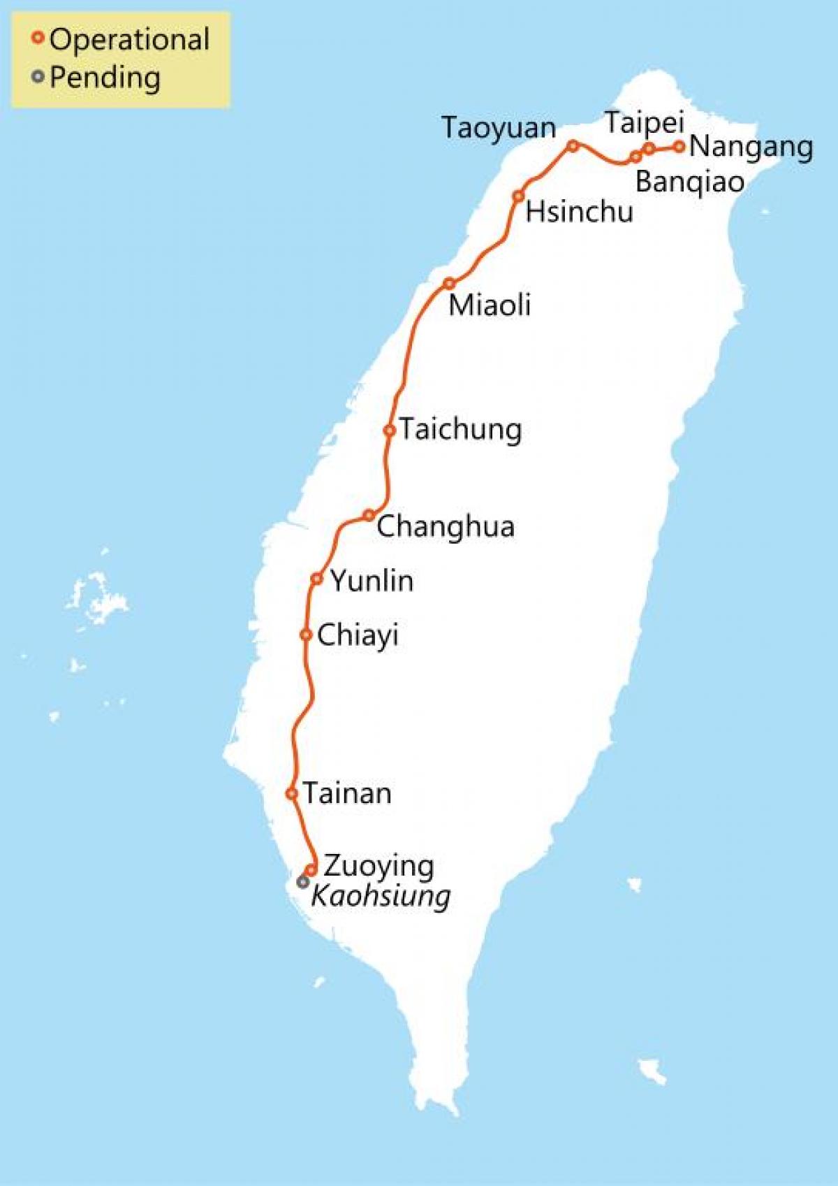 Taiwan high speed rail mapa de la ruta