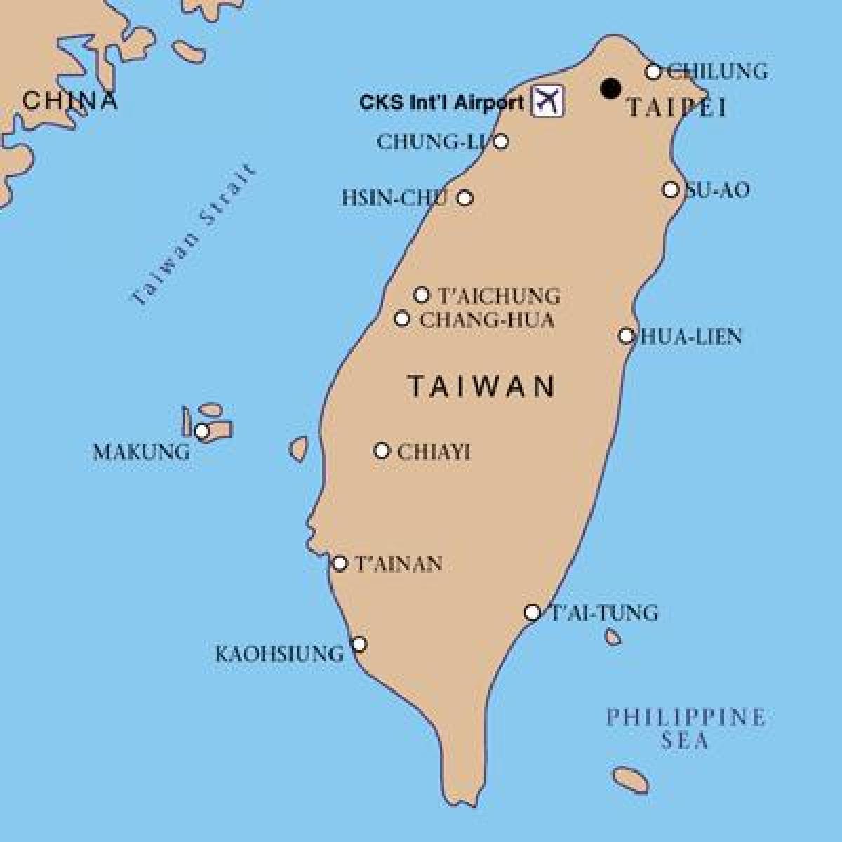 Taiwán aeropuerto internacional de mapa