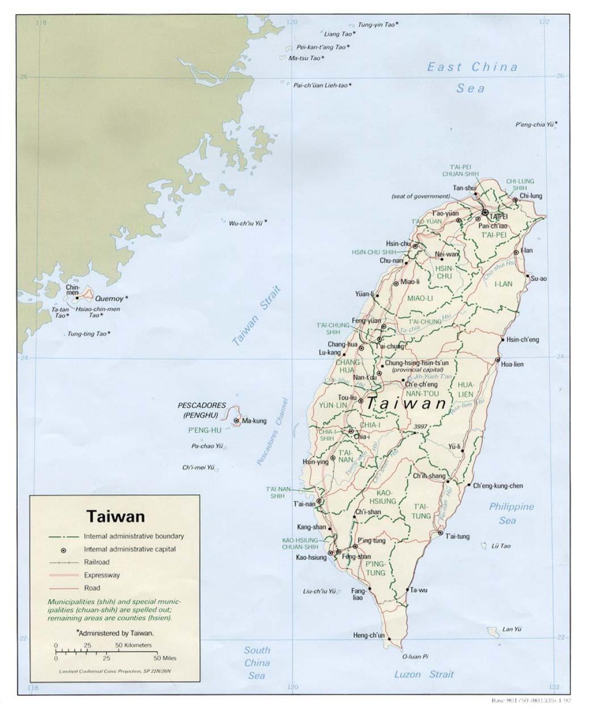 Taiwán geografía mapa