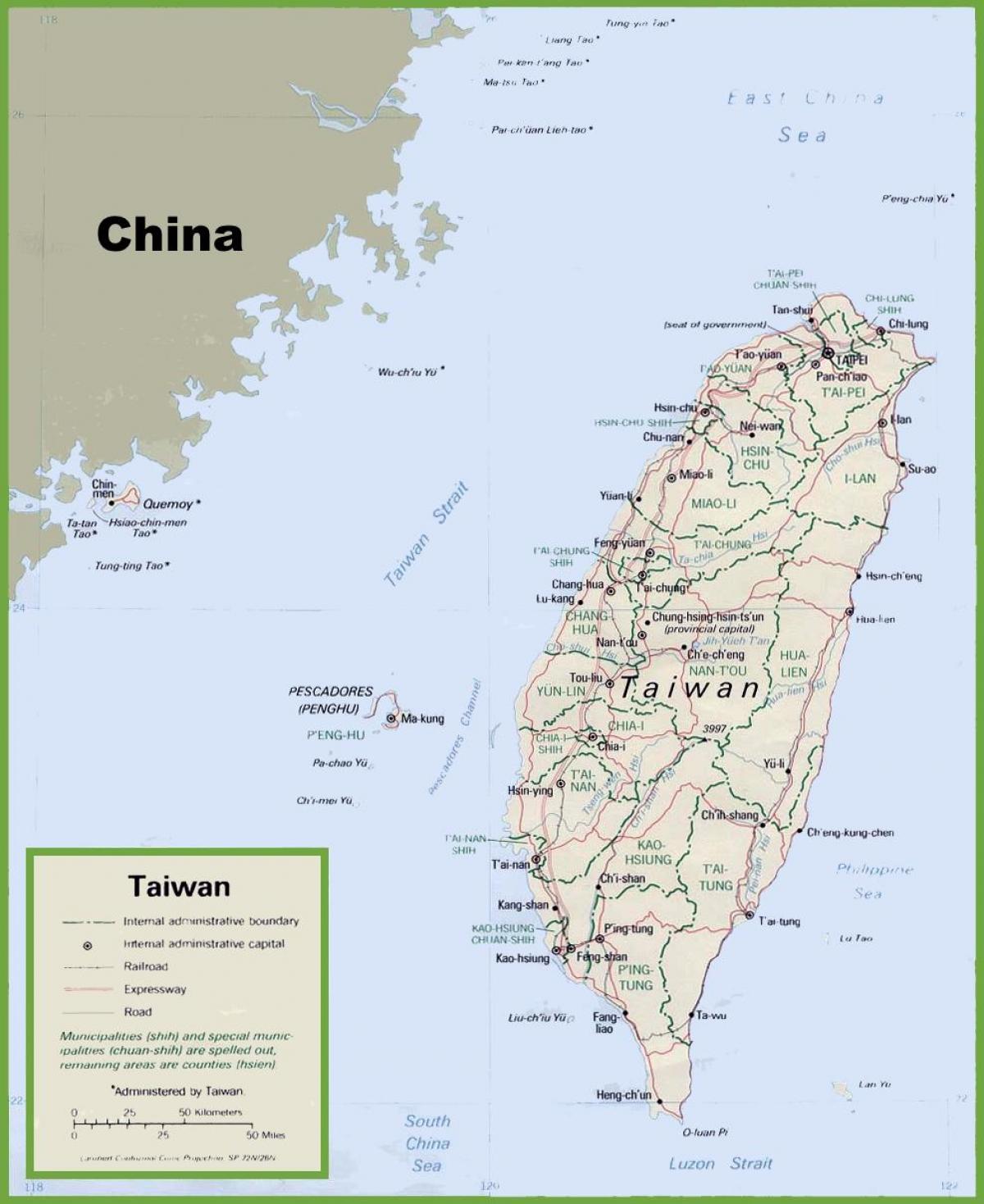 un mapa de Taiwán