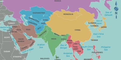 Mapa de Taiwán y los países vecinos