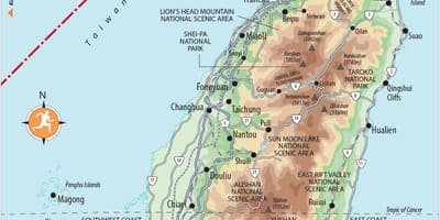 Mapa de Taiwán lugares de interés